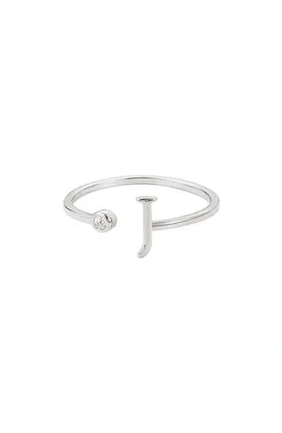 Adornia Cubic Zirconia Initial Adjustable Band Ring In Silver-j