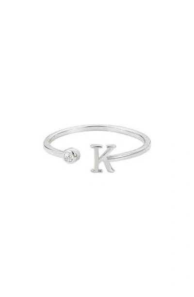 Adornia Cubic Zirconia Initial Adjustable Band Ring In Silver-k