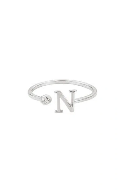 Adornia Cubic Zirconia Initial Adjustable Band Ring In Metallic