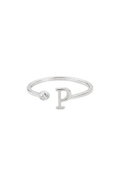 Adornia Cubic Zirconia Initial Adjustable Band Ring In Silver-p