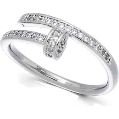 Adornia Cubic Zirconia Nail Bypass Ring In Silver