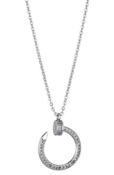 Adornia Cubic Zirconia Nail Pendant Necklace In Silver