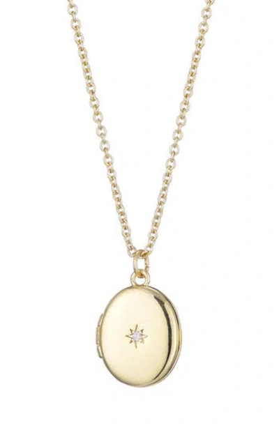 Adornia Cubic Zirconia Oval Locket Pendant Necklace In Gold
