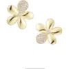 Adornia Cubic Zirconia Petal Flower Stud Earrings In Gold