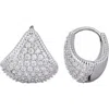 Adornia Cubic Zirconia Purse Huggie Hoop Earrings In Silver