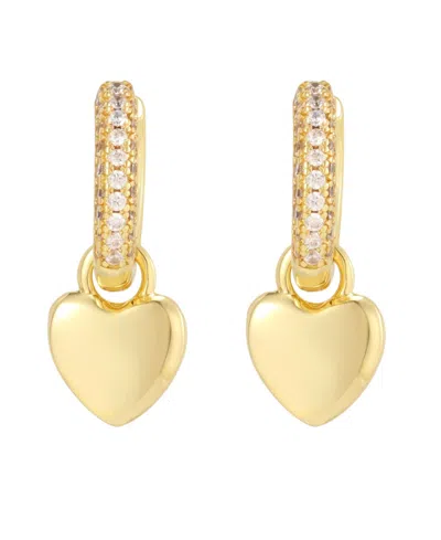 Adornia Cubic Zirconia Silver-tone Heart Huggie Earrings In Gold
