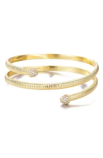 Adornia Cubic Zirconia Textured Wrap Bracelet In Gold