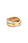 Adornia Tarnish Resistant Two-tone Cz Rolling Eternity Bands In Gold