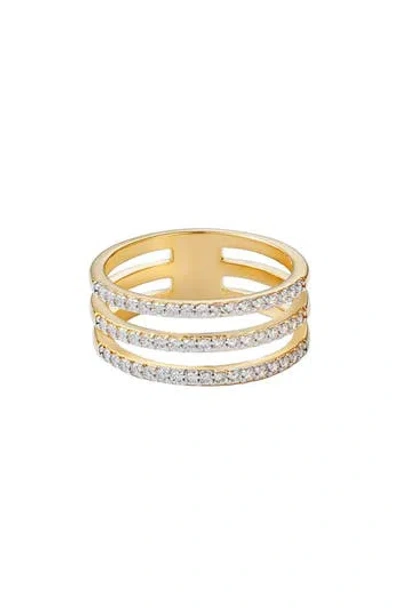 Adornia Cubic Zirconia Triple Band Ring In Gold