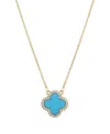 Adornia Cubic Zirconia Turquoise Halo Clover Pendant Necklace