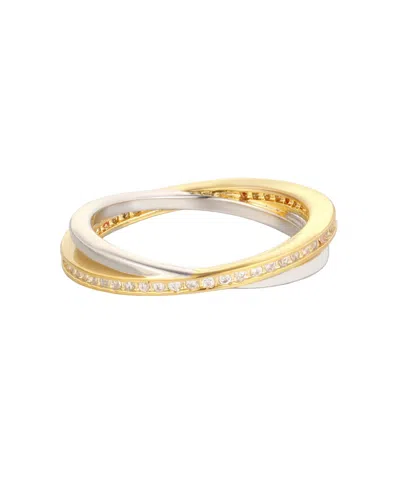 Adornia Cubic Zirconia Two-tone Criss-cross Ring In Gold