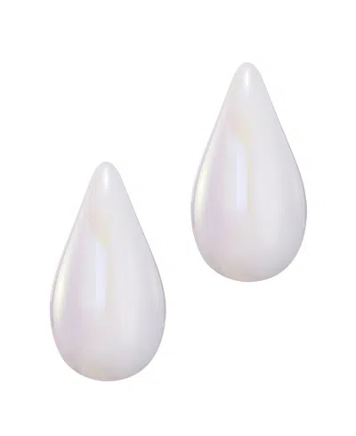 Adornia Cultivated Pearl Teardrop Sculptural Studs In White