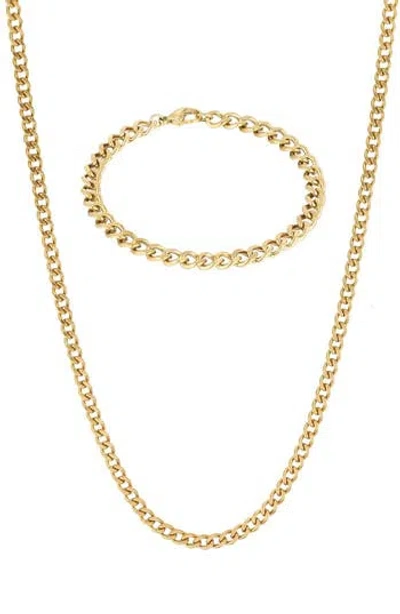 Adornia Curb Chain Bracelet & Necklace Set In Pink
