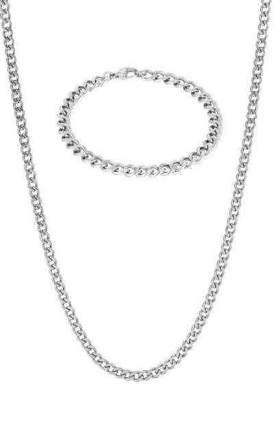 Adornia Curb Chain Bracelet & Necklace Set In Pink