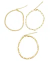 Adornia Curb Chain, Paper Clip Chain, And Figaro Chain Anklet Set In Yellow