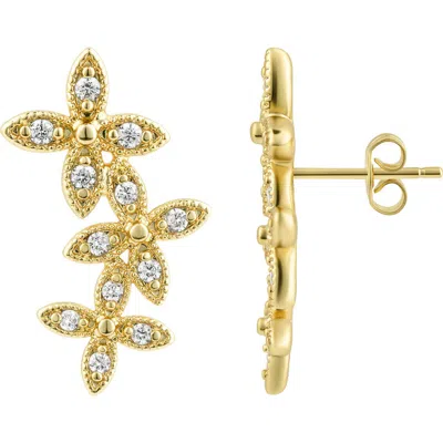 Adornia Curved Flower Stud Earrings In Gold