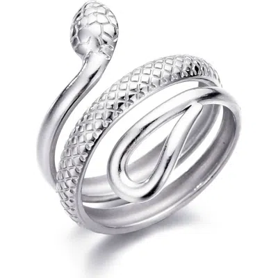 Adornia Curvy Snake Band Ring In Silver