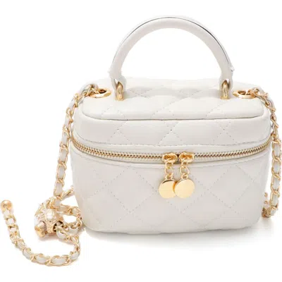 Adornia Cushion Quilted Faux Leather Top Handle Bag In White