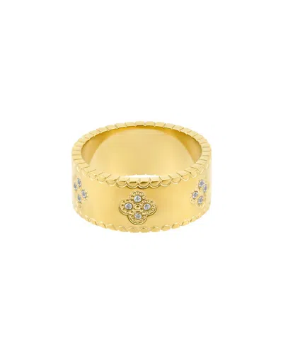 Adornia Tarnish Resistant 18k Gold Plated Crystal Clover Band Ring