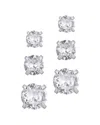 Adornia Set Of 3 Solitaire Cubic Zirconia Stud Earrings In Gray