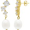 Adornia Cz & 9-10mm Freshwater Pearl Drop Earrings In Gold