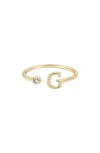 Adornia Cz & Initial Open Band Ring
