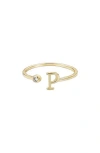 Adornia Cz & Initial Open Band Ring