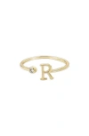 Adornia Cz & Initial Open Band Ring