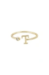 Adornia Cz & Initial Open Band Ring