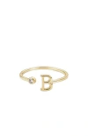 Adornia Cz & Initial Open Band Ring