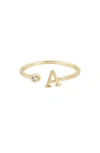 Adornia Cz & Initial Open Band Ring