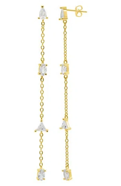 Adornia Cz Chain Sweeper Earrings In Gold