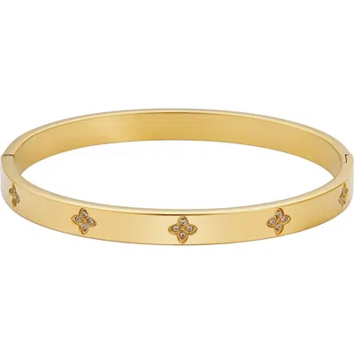 Adornia Cz Clover Bangle Bracelet In Gold