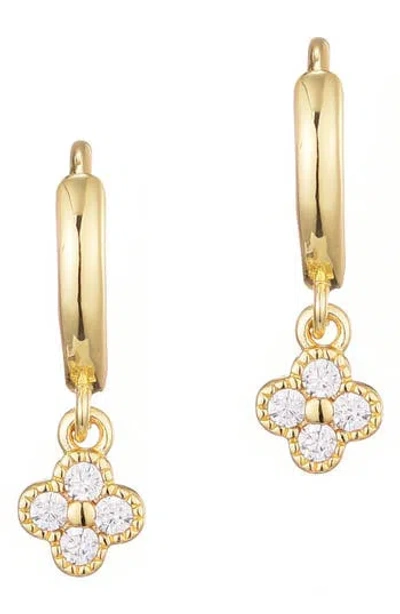 Adornia Cubic Zirconia Extra Mini Clover Dangle Huggie Earrings In Gold