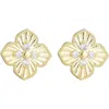 Adornia 14k Gold Plate Cz Pointed Prismatic Clover Stud Earrings In Gold