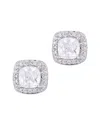 Adornia Silver Cubic Zirconia Cushion Halo Stud Earrings