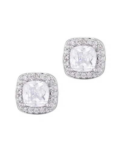 Adornia Cz Cushion Halo Stud Earrings In Silver