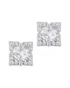 Adornia Silver Cubic Zirconia Flower-shaped Halo Stud Earrings