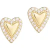 Adornia 14k Gold Plated Puffy Mini Halo Cz Heart Stud Earrings In Gold