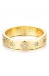 Adornia Gold Cubic Zirconia Stars Band Ring In Gold