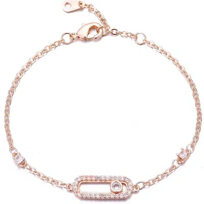 Adornia Dancing Cubic Zirconia Chain Bracelet In Pink