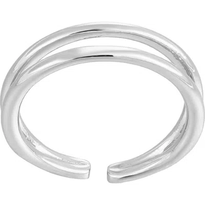 Adornia Double Band Adjustable Toe Ring In Silver