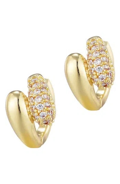 Adornia Double Band Cubic Zirconia Stud Earrings In Gold