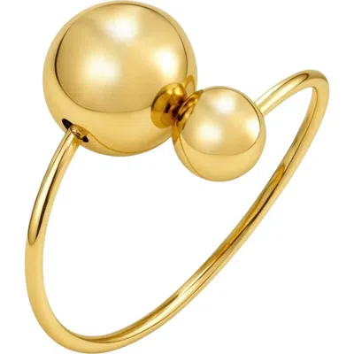 Adornia Double Bead Adjustable Ring In Gold