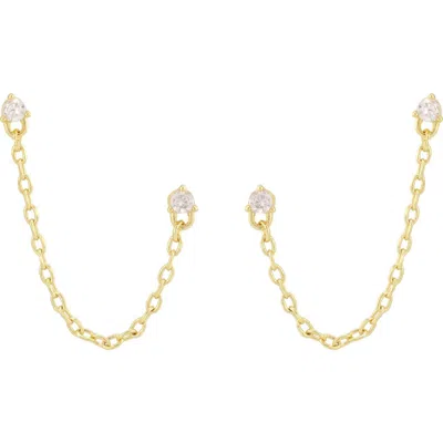 Adornia Double Piercing Chain Earrings In Gold