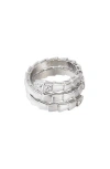 Adornia Silver Plated Snake Double Wrap Ring In Silver