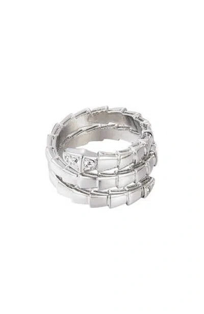 Adornia Silver Plated Snake Double Wrap Ring