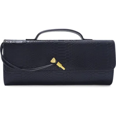 Adornia Embossed Faux Leather Envelope Bag In Black