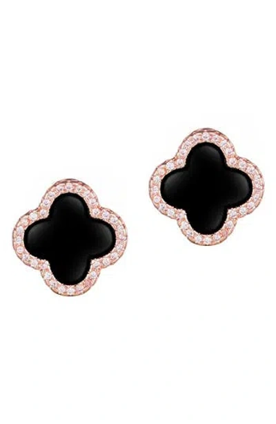 ADORNIA ADORNIA ENAMEL & CRYSTAL CLOVER STUD EARRINGS
