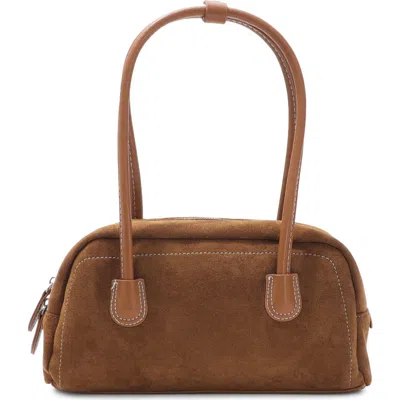 Adornia Faux Leather Bowling Shoulder Bag In Brown